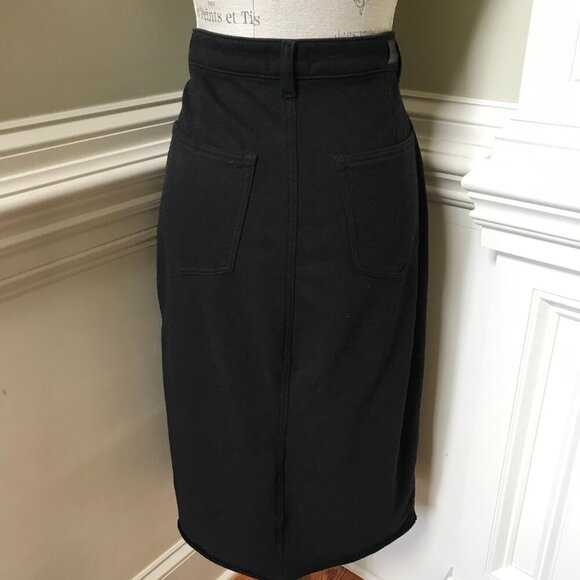 DL1961 Alma Midi Skirt Womens 30 Black French Terry High Rise Cotton Ultra Soft - Picture 13 of 14